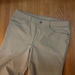 (2) Pairs of Lululemon ABC Slim Tall Pants - Cream & Grey/Green Color